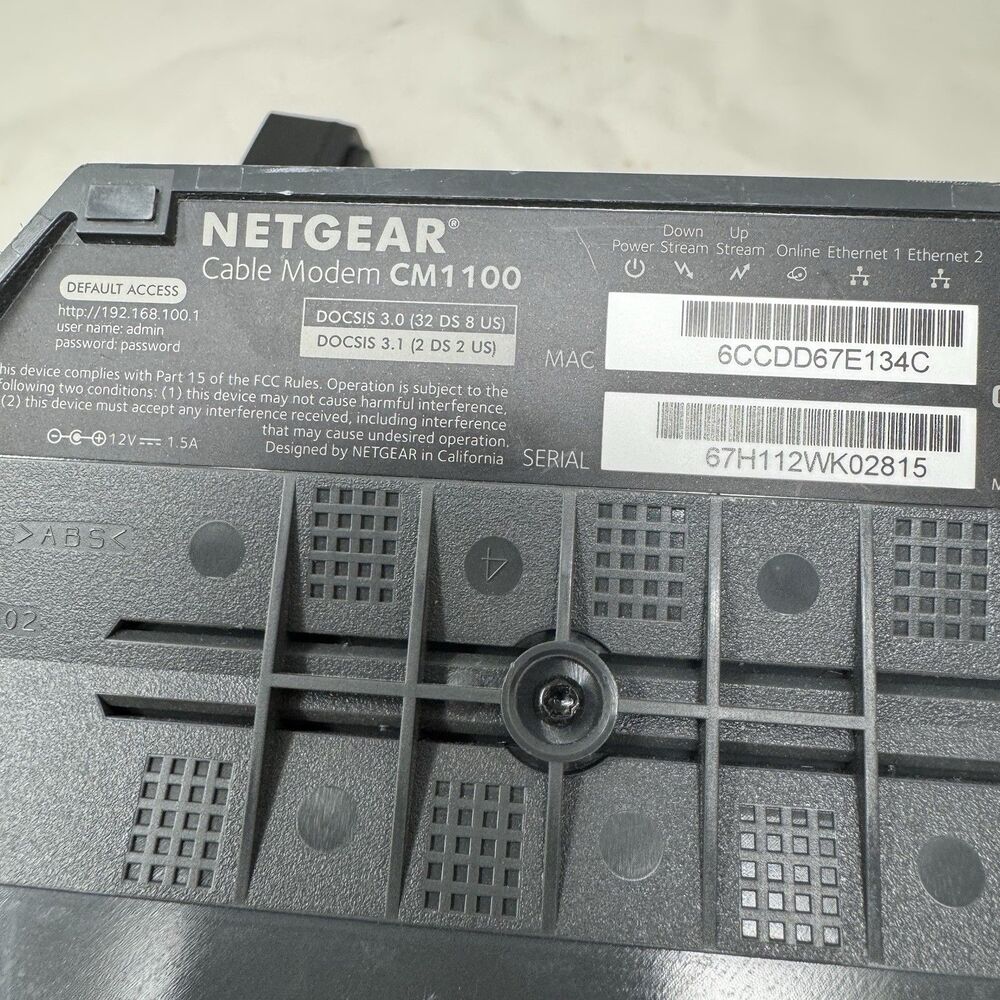 NETGEAR CM1000V2 Nighthawk DOCSIS 3.1 Ethernet Cable Modem Router Tested - Picture 5 of 5